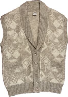 Vtg 70s Alafoss Icewool Iceland Pure New Wool Shawl Cardigan Sweater Vest Small